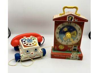 Chatter Phone By Fisher Price 1961  & Fisher Price Teaching Clock 1968