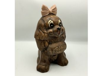 Adorable Dog Coffee Canister 1962 ~ Treasure Craft ~
