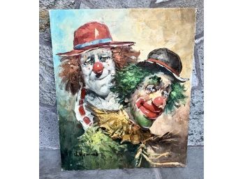 Vintage William Moninet Clown Oil Painting ~ Signed ~
