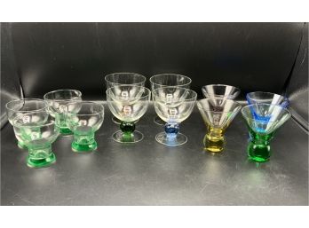 Beautiful Colored Glass Lot ~ 3 Sets ~ 4 Glasses In Each Set
