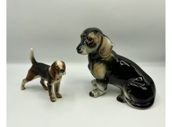 2 Vintage Dogs ~Dachshund Bank & Beagle Figurine ~