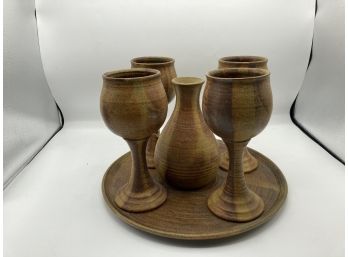 6 Pc. Handmade Pottery Wine Set