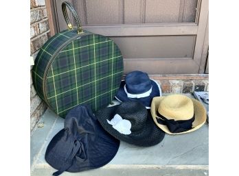 4 Vintage Hats And A Carry All Vintage Suitcase