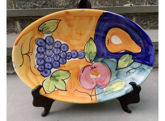 Painted Italian Ceramic Platter. - Fruit
