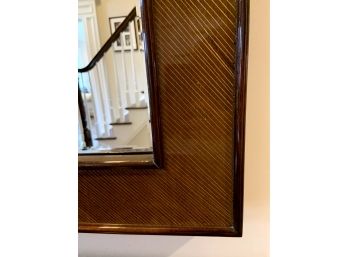 Beautiful Wood Mirror With Stripe Detail
