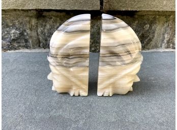 Carved Face Bookends