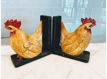 Pair Of Rooster Bookends