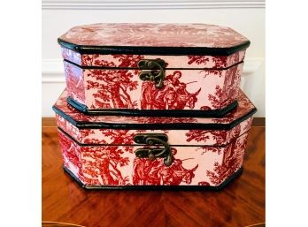 Pair Of Toile Boxes