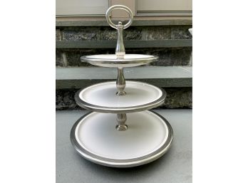 3-tier Italian Ceramic And Pewter Plate