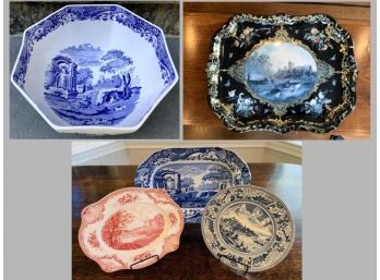 A Trip Over The Pond...Lot Of English Plates, Tray, Bowl