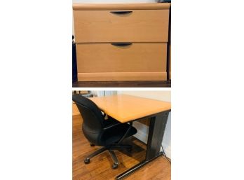 Desk, File Cabinet And Chair