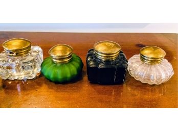 Lot Of 4 Brass Lid Decorative Jars
