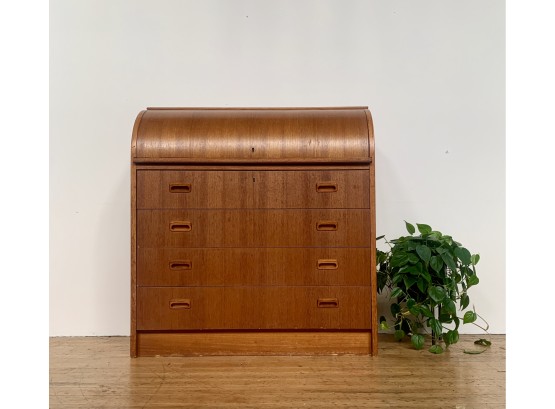 Teak Desk Roll Top - With Pull Out Leaf