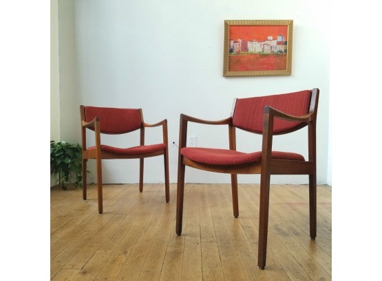 Pair Of  W.H. Gunlocke Chairs With Stunning Wood Backs