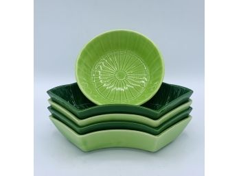 Green Pottery Platter Made In USA