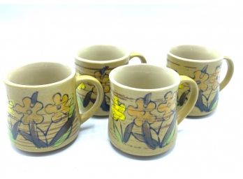 Vintage Stoneware Mugs - Set Of 4
