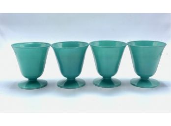 Green Glass Vintage Milkglass Ice Cream Dishes - Set Of 4