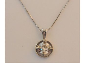 Diamond & 14k Pendant On 14k White Gold Necklace 18'