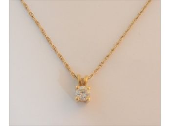 1/4 Carat Diamond Pendant On 14k Yellow Gold Necklace 16.5'