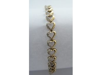 14k Gold Heart Link Bracelet 7 1/2'