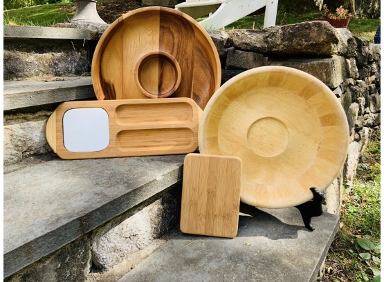 Grouping Of Wood Serving Pieces
