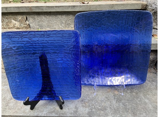 Pair Of Royal Blue Platters