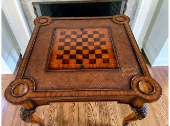Maitland Smith Game Table With Leather Top And Reversible Game Insert