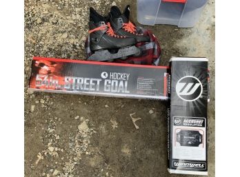 Street Hockey - NEW In Box Net, Targets And Used Skates (sz Unknown)