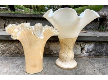 Pair Of Art Deco Wavy Vases