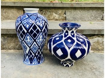 Pair Of Contemporary Blue Vases