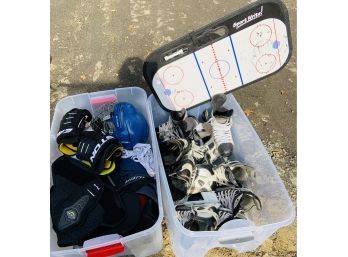 Ice Hockey Bonanza - Large Lot Of Assorted Pads, Helmets And Hockey Skates