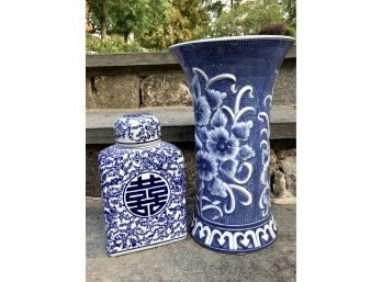 Blue Vase And Asian Jar