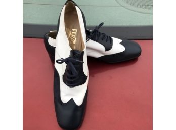 Salvatore Ferragamo Leather Tuxedo Oxford Shoes, Size 5.5
