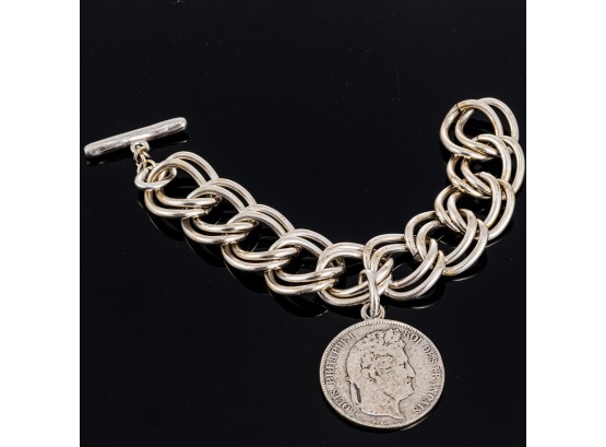 Silver Bracelet With French Coin