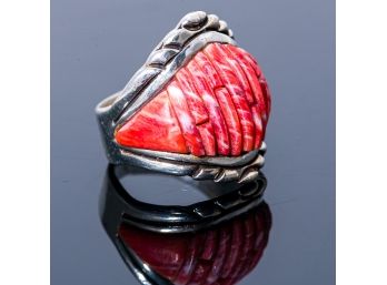Sterling & Coral Ring