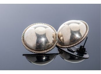 Sterling Silver Button Pierced Earrings