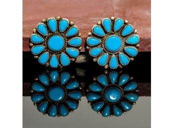 Navajo Made NativeTurquoise Cluster Earrings