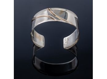 Sterling And 14K Gold Cuff Bracelet