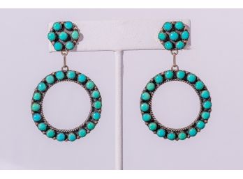 Sterling & Turquoise Cluster Pierced Earrings