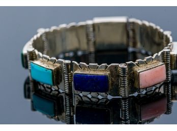 Multi Colored Gemstone Bracelet Set In Sterling