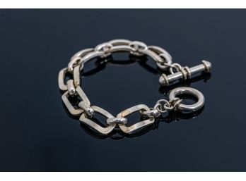 Sterling Silver Link Bracelet With T Clasp
