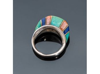 Sterling Silver And Multi Colored Gemstone Ring