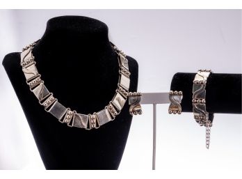 JLP Mexico Taxco Silver Bracelet Necklace & Earrings