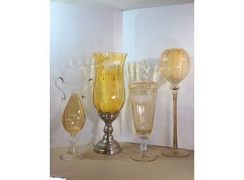 Tall Yellow And Gold Decorative Vases