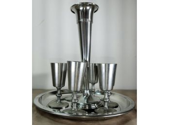 Stainless Steel Serving Set With Bud Vase