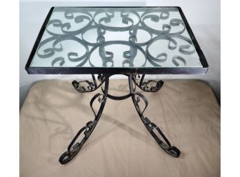 Wrought Iron Table With Glass Top *