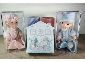 Precious Moment Collector Dolls • Pink And Blue Pillar Candles