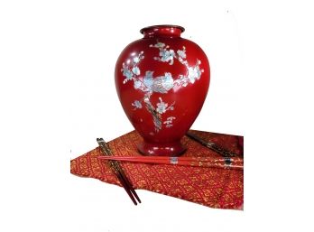 Imported Korean Vase •  Authentic Korean Chopsticks