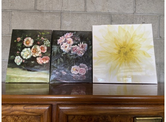 3 Floral Canvases