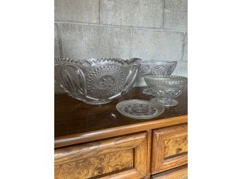 Cut Glass Bowls   Plate